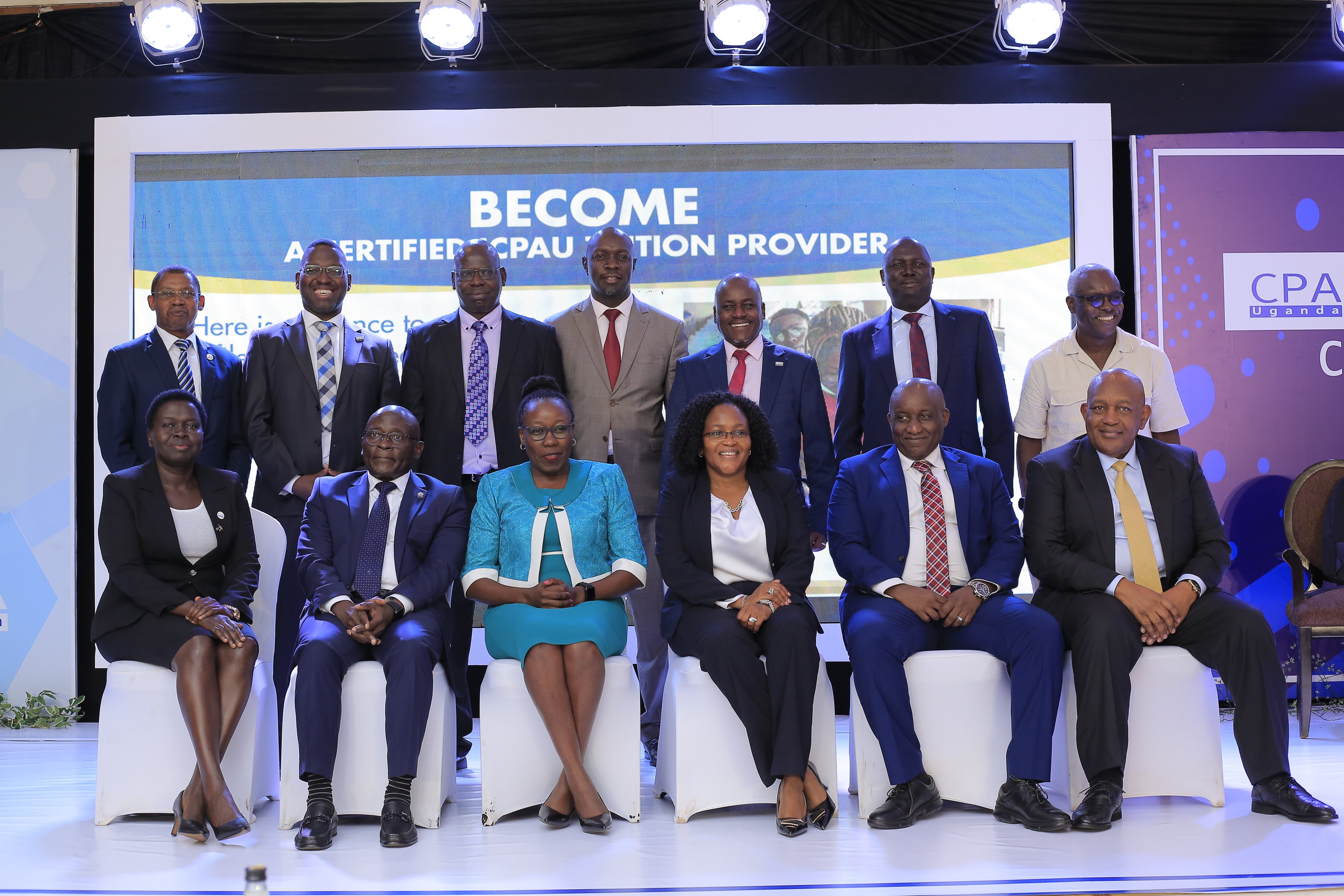 Picture Moment: C-suite Panelists together with ICPAU Council Members and other attendees at the 2nd  C-Suite Forum that took place at the Sheraton Kampala Hotel.