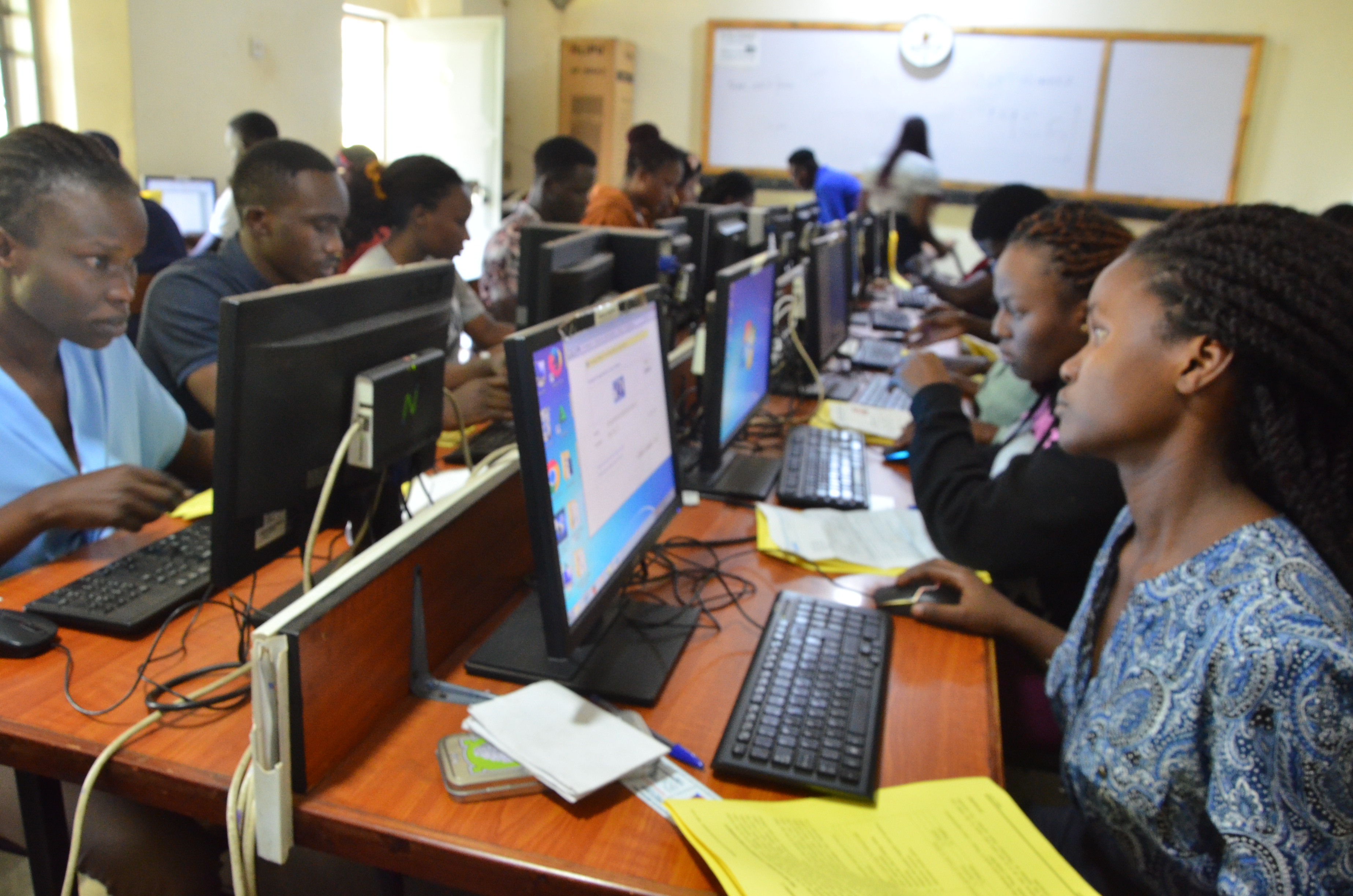 A cross section of CPA Candidates sitting for CPA Paper 4 Management & Information Systems examination at the Kampala centre at Mengo SS