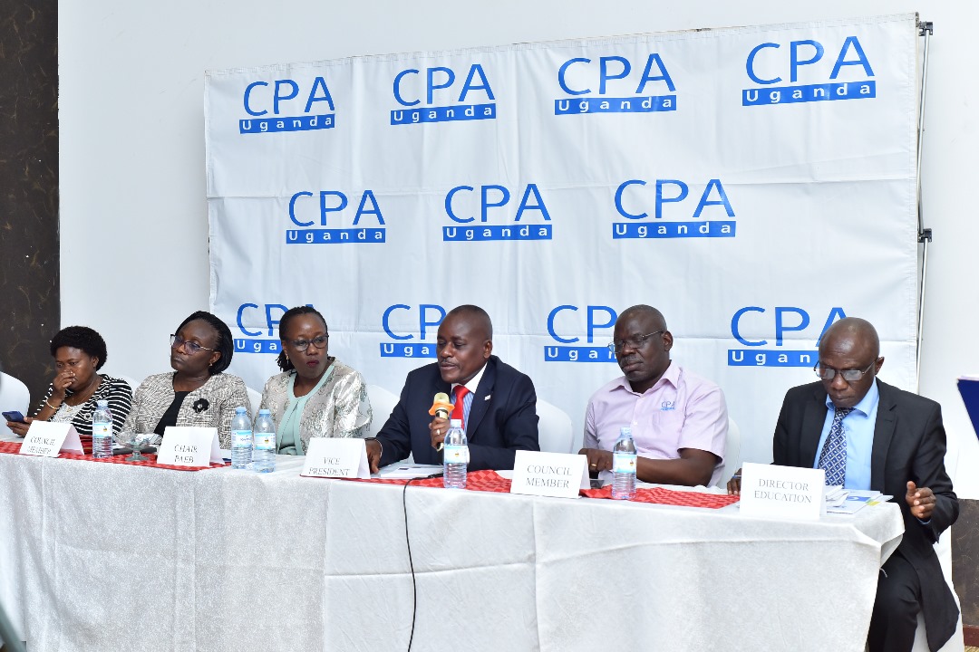 L-R Ms Elizabeth Kateme, CPA Gloria Tuhaise Wakooba, CPA Prof. Laura Orobia, CPA Ronald Mutumba, CPA Dr Albert Richards Otete, CPA Charles Bahakwonka Byaruhanga